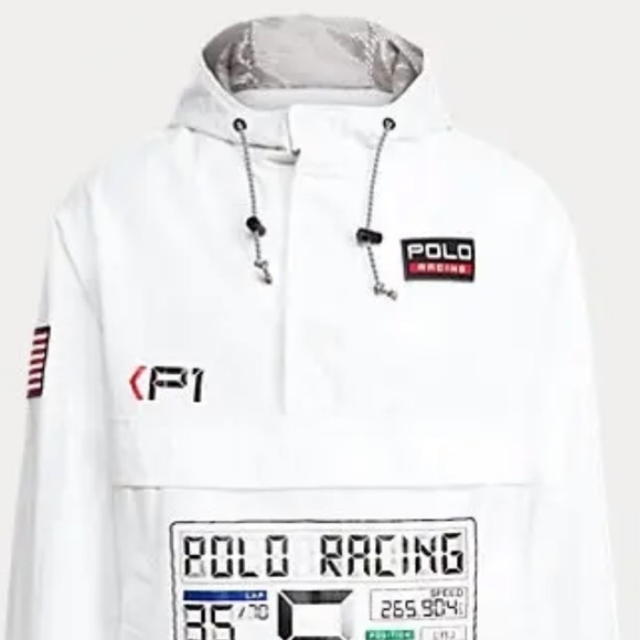 NWT POLO Ralph Lauren RRL P-WING RACING JACKET Stadium 1992 WHITE Hoodie  MENS L - Picture 5 of 11